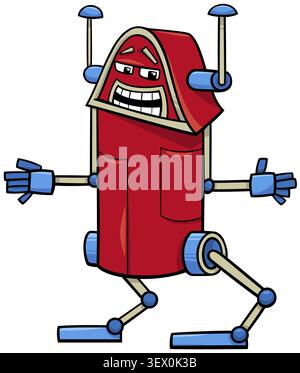 Comic-Illustration einer lustigen Roboter-Fantasy-Figur Stockfoto