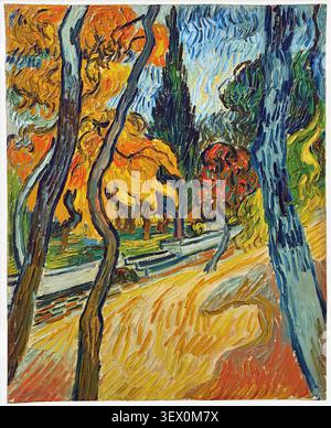 Bäume im Garten des Asylums (Arbres dans le jardin de l'asile) (1889) von Vincent van Gogh Stockfoto