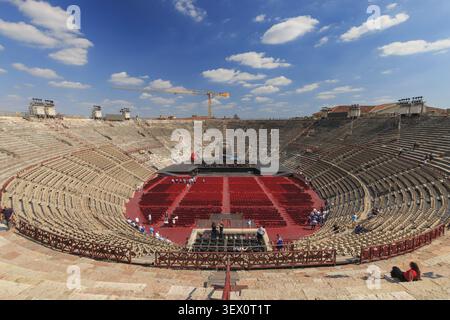 Verona, Italien ? 26. Mai 2017: Innenansicht der Arena di Verona? Ein altes römisches Amphitheater in Verona, Italien Stockfoto