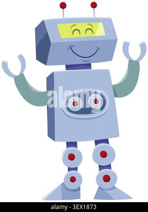 Comic-Illustration einer lustigen Roboter-Fantasy-Figur Stockfoto
