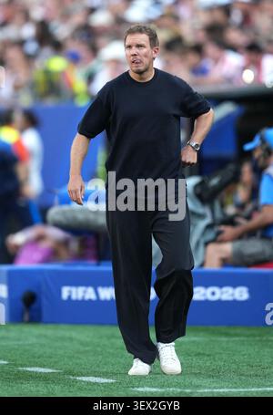 Deutschland-Trainer Julian Nagelsmann beim Spiel der FIFA-Weltmeisterschaft 32 im Boston Stadium, USA. Bilddatum: Montag, 29. Juni 2026. Stockfoto