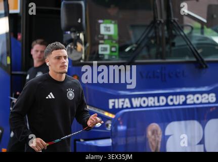 Boston, USA. Juni 2026. Florian Wirtz aus Deutschland kommt vor dem Spiel der Runde 32 zwischen Deutschland und Paraguay bei der FIFA Fussball-Weltmeisterschaft 2026 im Boston Stadium in Boston, USA, am 29. Juni 2026 an. Quelle: Huang Zongzhi/Xinhua/Alamy Live News Stockfoto