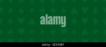Casino Poker eignet sich für nahtlose Muster, Pik, Herzen, Schläger, Diamanten Textur auf dunkelgrünem Filzhintergrund. Spielkartensymbole Hintergrund für Glücksspiele Stock Vektor