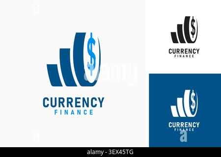 Grafik und Münze für das Logo der Währungsfinanzierung Stock Vektor