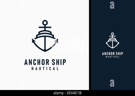 Design mit Logo-Symbol für Schiffsanker Stock Vektor