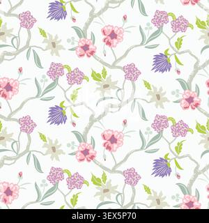 Blush Twining Chintz nahtlose Muster Hintergrund. Stock Vektor