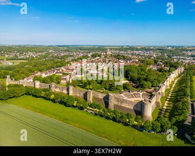 Frankreich, seine et Marne, Provins, die befestigte Stadt (Luftaufnahme) Stockfoto
