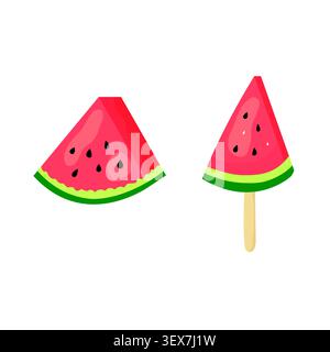Isolierte Wassermelone Dreieck-Scheiben Illustration für Sommer. Stock Vektor
