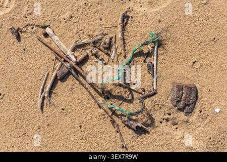 Frankreich, Charente-Maritime (17), île d'Oléron, Pollution sur la plage de La Gautrelle Stockfoto