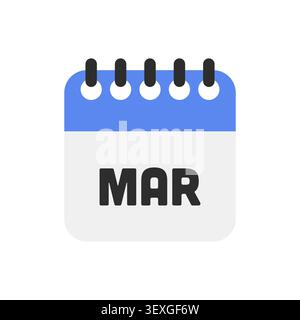 März Monat Blauer Kalender Flach Symbol Vektor Stock Vektor