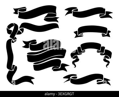Schwarze Bänder drehen sich und kräuseln sich über das Bild Stock Vektor