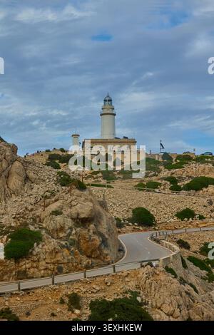 Leuchtturm Cap Formentor im Süden Mallorcas. Mallorca, Spanien - 9. Oktober 2024. Stockfoto
