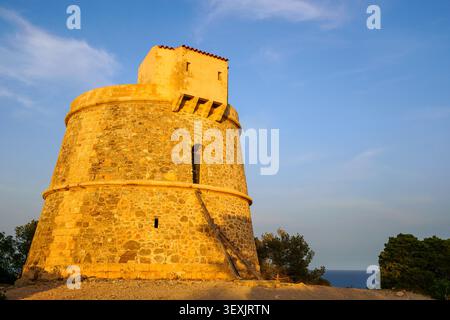 Torre d'en Valls (18. Jahrhundert), Campanitx. Sant Carles de Peralta. Ibiza. Pitiusas-Inseln. Balearen. Spanien. Stockfoto