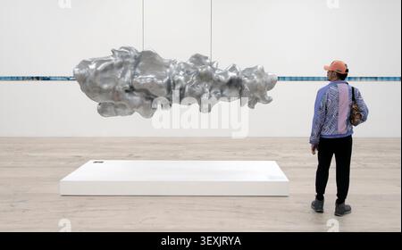 Rafael Lozano-Hemmers Voluta 2: Escucha al mundo (Volute 2: Hören Sie die Welt) Skulptur im Museo Jumex, Mexiko-Stadt Stockfoto