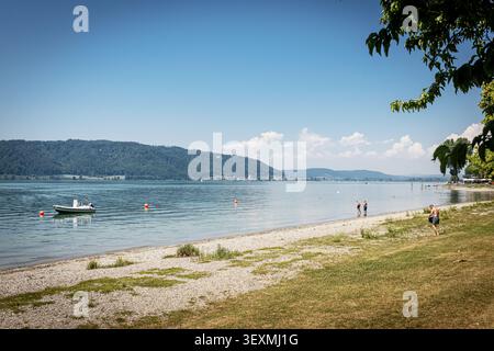 Badebereich am See an den Ufern des Bodensees in Sipplingen, Süddeutschland. Stockfoto