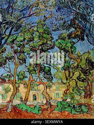 Bäume im Garten des Asylums (1889) von Vincent van Gogh | ArchiVerse Stockfoto