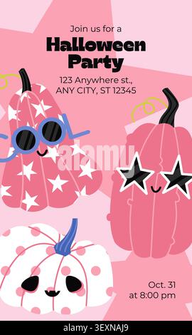 Nette Halloween Party Einladung Vorlage Vektor Stock Vektor