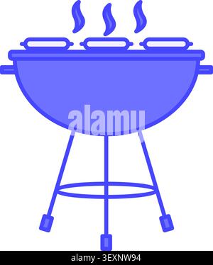 Farbiges Barbecue-Symbol. Vektorabbildung. Gerät zum Braten von Fleisch oder Würsten. Lebensmittel, Ernährung. Kochkonzept Stock Vektor