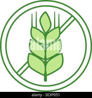 Symbol Für Glutenfreies Grün. Vektor-Symbol Für Weizenzweige. Das Produkt ist für Allergiker sicher. Etikett, Etikett für Naturkosmetik und Produkte Stock Vektor