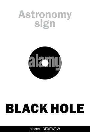 Astrologie Alphabet: schwarzes Loch (Event Horizon), rätselhaft supermassive hypergravitational Objekt im Universum, geht alles um. Hierog Stockfoto