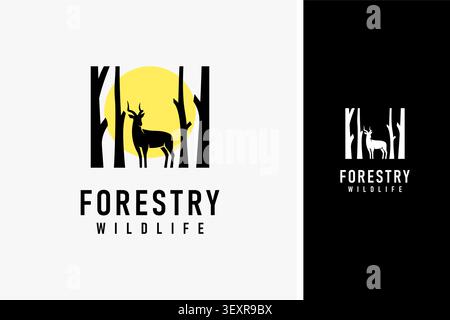 Design mit Waldhirsch-Logo Stock Vektor