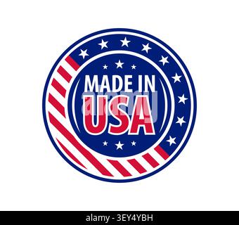 Stempelabzeichen Made in USA, Zertifikat für amerikanische Flagge Stock Vektor