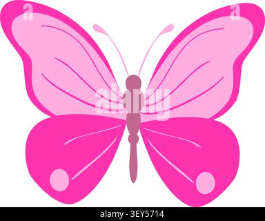 Niedliches flaches rosa Schmetterling Vektor-Illustration Icon isoliert auf weiß Stock Vektor
