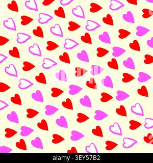 Nahtloser romantischer roter roter rosafarbener Herzmuster-Vektor für Valentinstag Stock Vektor
