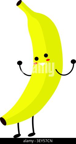 Nette Kawaii lächelnde Bananencharakter Vektor Maskottchen Illustration für Kinder Stock Vektor