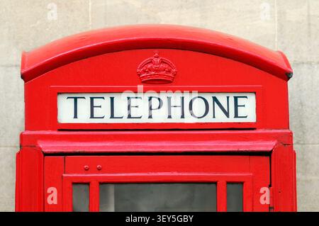 British Red Telephone Box, London, Großbritannien Stockfoto