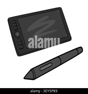 Grafiktablett mit Eingabestift isolierte Vektorillustration für digitales Design Stock Vektor
