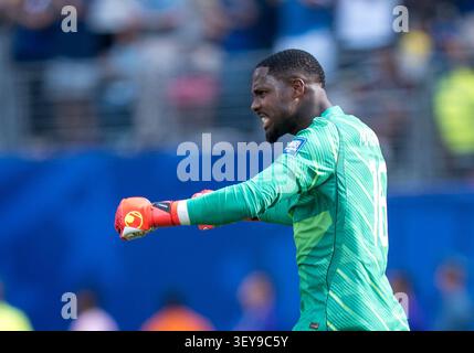 Jubel nach dem Tor zum 2-0, jubelnd, bejubelt, jubelt, jubeln, emotionen, celebrate. Hier: Mike Maignan (France, 16)  FIFA World Cup 2026: Frankreich vs Schweden  30 June 2026, FIFA World Cup 2026: Frankreich vs Schweden (Round of 32) at New York New Jersey Stadium in East Rutherford, New Jersey, USA. (Photo by HMB Media/ Marco Bader/Sipa USA) Stockfoto