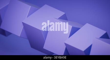 Hintergrund abstrakter violetter geometrischer Würfel Stockfoto
