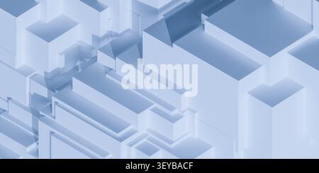 Abstrakte blaue geometrische 3D-Blöcke Hintergrund Stockfoto