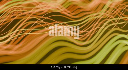 Abstrakte Wellenlinien in Orange und Grün Stockfoto
