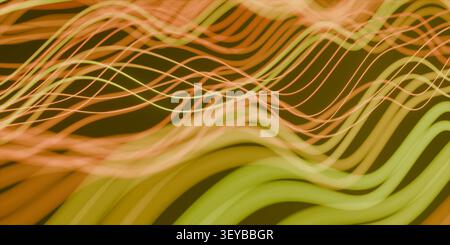 Abstrakte Wellenlinien in Orange und Grün Stockfoto