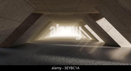 Betontunnel mit geometrischem Licht und Perspektive Stockfoto