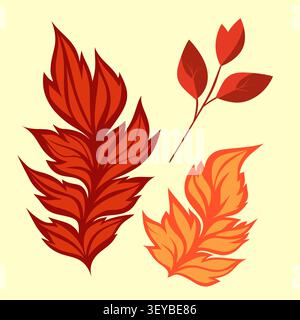 Schöne Herbstblätter. Flache Vektor-Illustration für Herbstjahresdekor, Natur inspiriert, saisonale Grußkarten, gemütliche Ernte. Stock Vektor