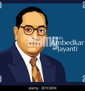 Happy Ambedkar Jayanti Illustration, Flaches Modernes Design Stock Vektor