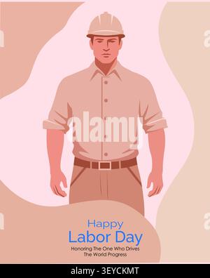 Happy Labor Day Construction Worker Poster (Happy Labor Day Stock Vektor