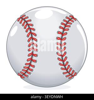 Eine realistische Illustration eines Baseballs mit detaillierten roten Nähten auf weißem Leder. Steht für das Wesen von Teamsport-Wettkämpfen und -Profi Stock Vektor