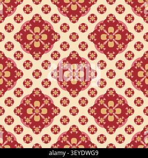 Retro-Blumenmuster mit einem einfachen geometrischen Wiederholungsmuster Stockfoto