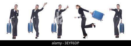 Frau mit Suitacases Vorbereitung für Sommerurlaub Stockfoto