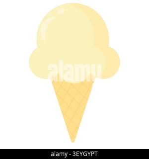 Hellgelbe Pastell-Eiskegel isoliert auf weiß. Perfekt für Themen mit Zitronengeschmack und fröhliche Sommermotive. Flache Vektorgrafik Stock Vektor