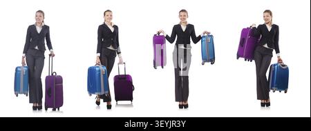 Frau mit Suitacases Vorbereitung für Sommerurlaub Stockfoto