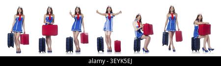 Frau mit Suitacases Vorbereitung für Sommerurlaub Stockfoto