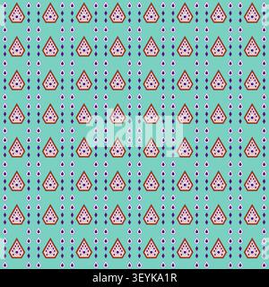 Ethnisches geometrisches nahtloses Muster mit traditionellen Motiven auf mintgrünem Hintergrund. Stockfoto