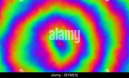 Dieses Bildmaterial enthält ein farbenfrohes Spiralmuster, das aus konzentrischen Kreisen besteht. Die lebendigen Farben sorgen für einen beeindruckenden visuellen Effekt, der das Auge anzieht Stockfoto