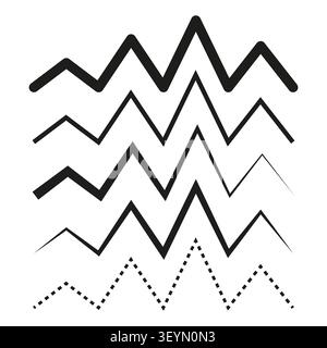Zickzack-Diagrammlinien weisen einfache schwarze Geometrie auf. Visualisiert dynamische Pulsstatistiken. eps 10 Stock Vektor