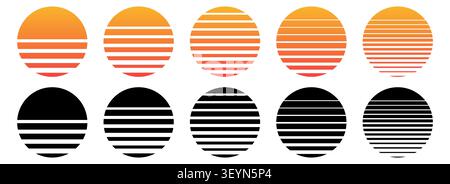 Retro Sunset Vektor im Synthwave 80er Jahre Stil der 90er Jahre Stock Vektor
